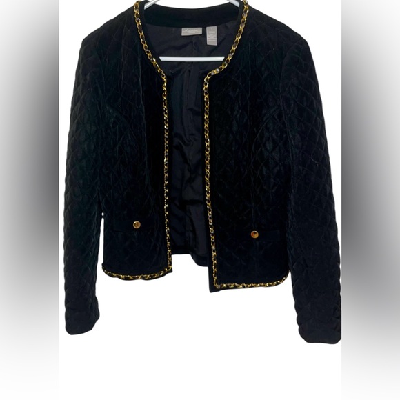 Chicos Travelers Cardigan Jacket 
Size 1 (M/8) Women’s Black Open Quilted Chain - Picture 1 of 4